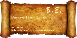 Bernvaller Ernő névjegykártya